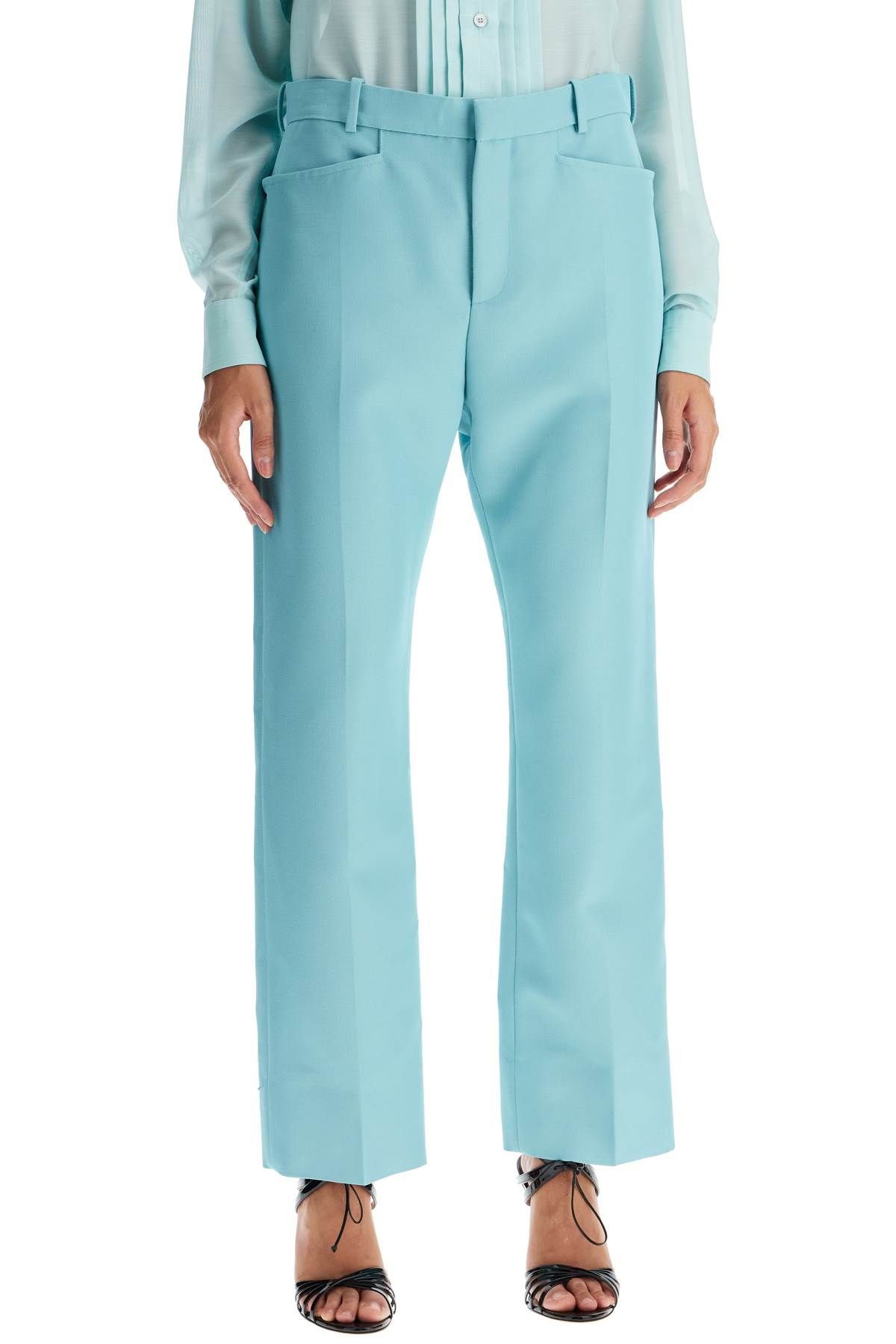 Shop Tom Ford Wallis Cigarette Pants In Hopsack Fabric In Light Blue