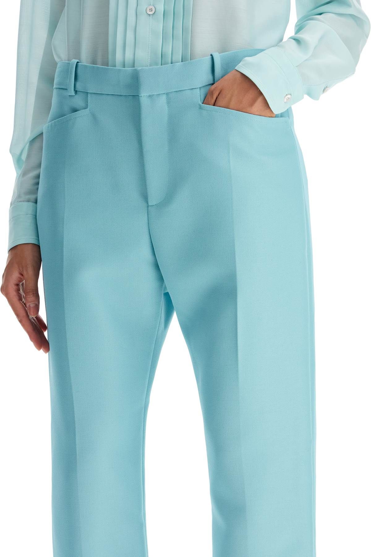 Shop Tom Ford Wallis Cigarette Pants In Hopsack Fabric In Light Blue