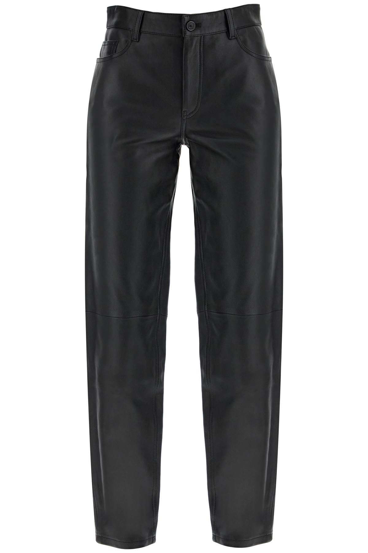 Totême Five-pocket Leather Pants In Black