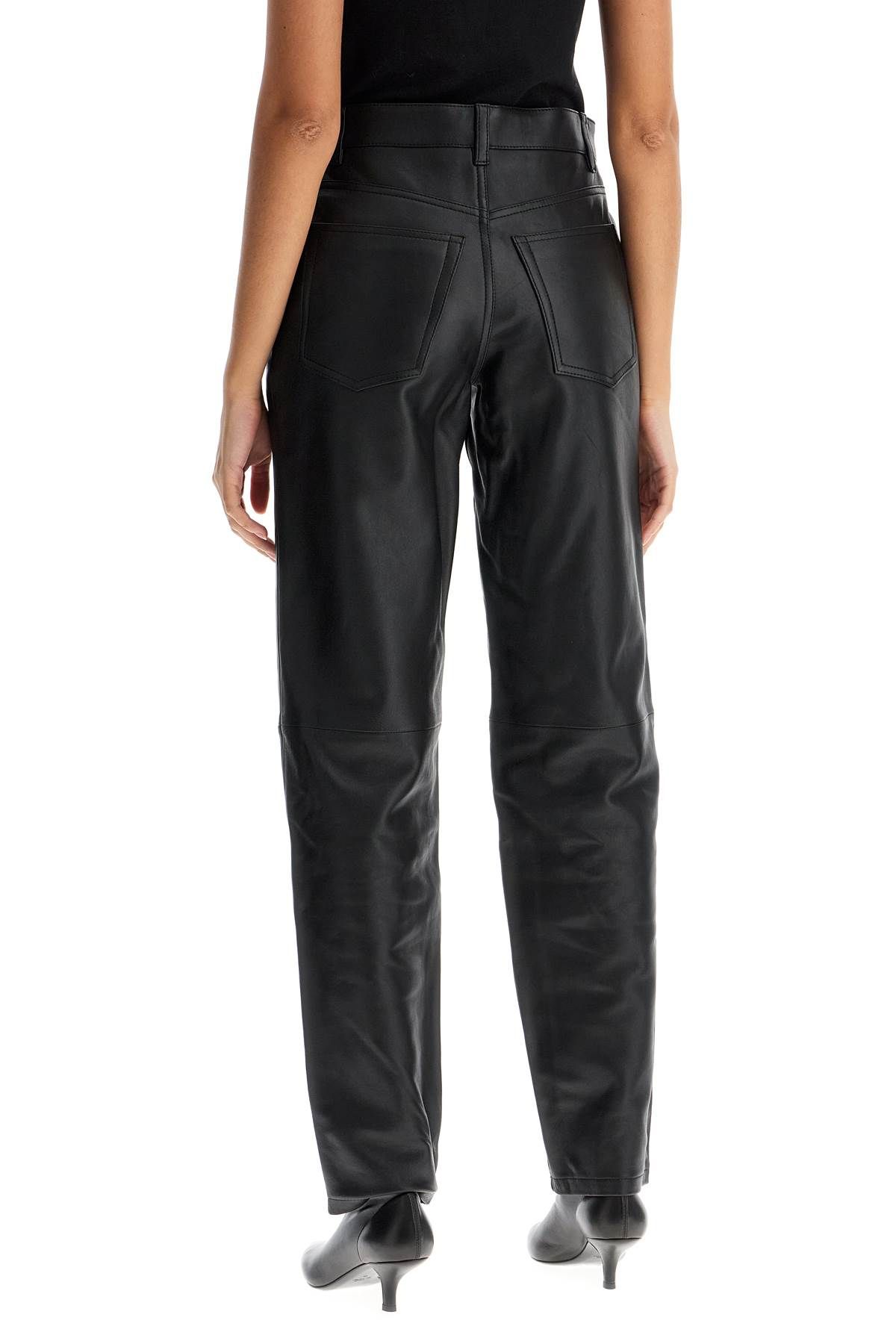 Shop Totême Five-pocket Leather Pants In Black