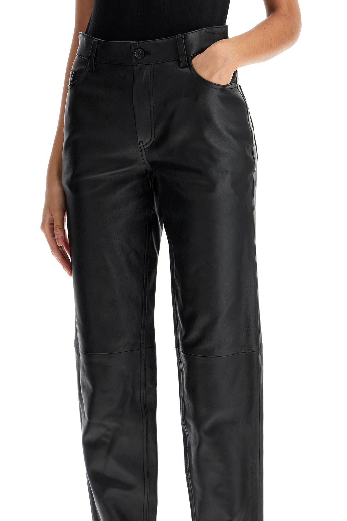 Shop Totême Five-pocket Leather Pants In Black