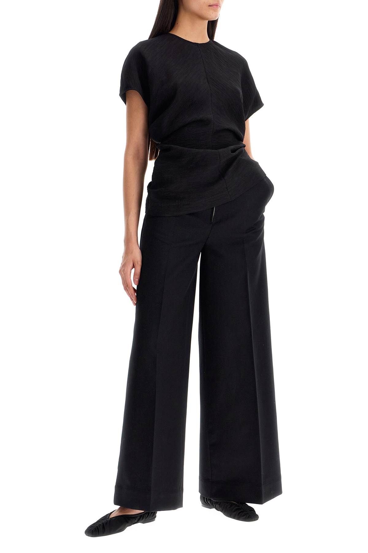 Shop Totême Zip-front Wide Trousers In Black