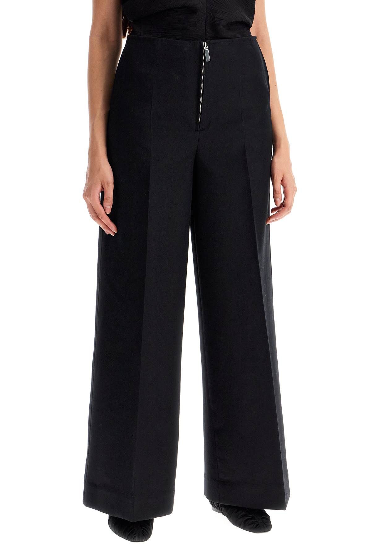 Shop Totême Zip-front Wide Trousers In Black