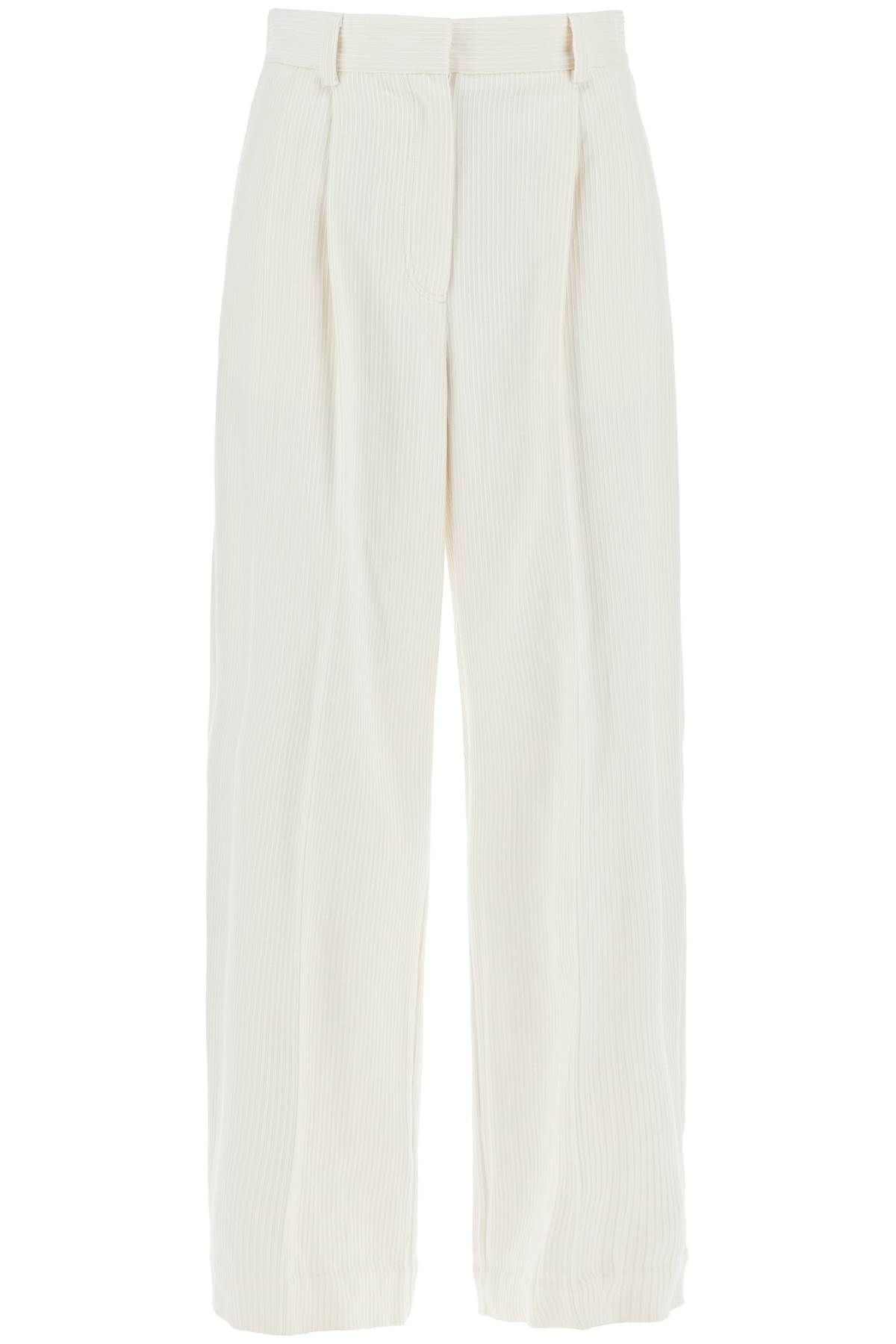 Shop Totême Silk And Cotton Corduroy Pants Made In White