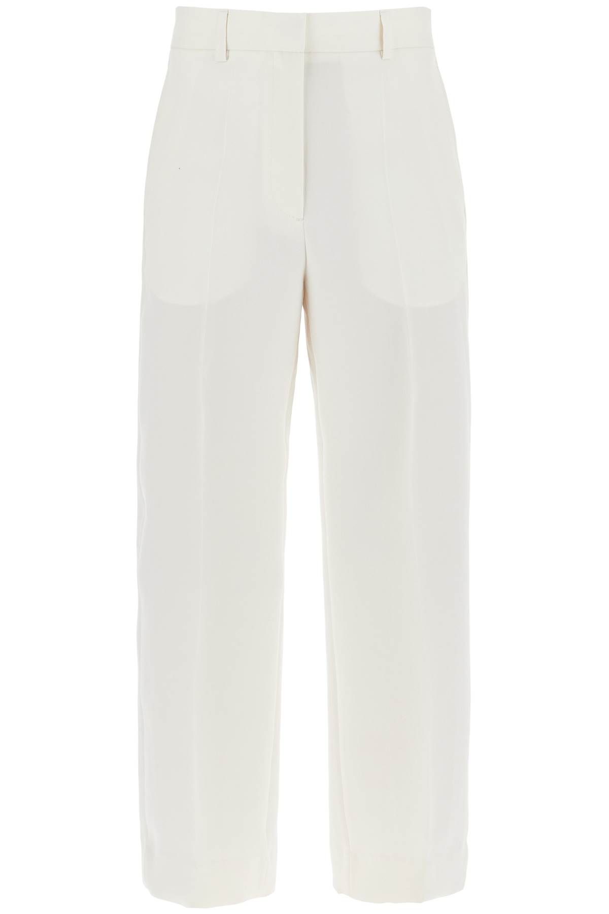 Shop Totême Cropped Wool Blend Trousers In White