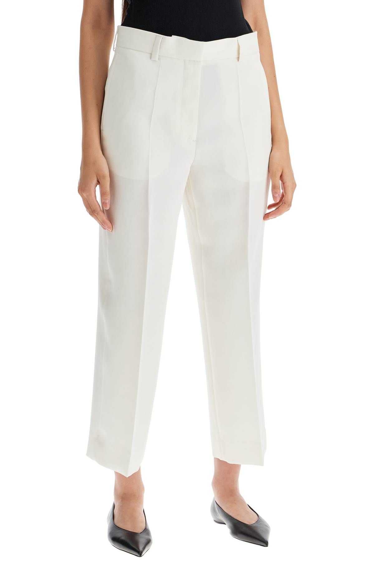 Shop Totême Cropped Wool Blend Trousers In White