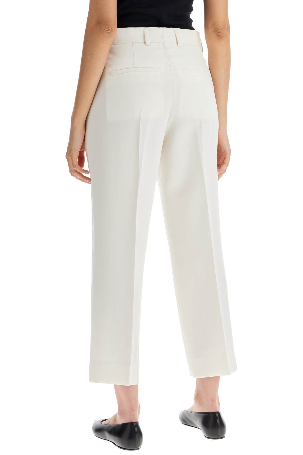 Shop Totême Cropped Wool Blend Trousers In White