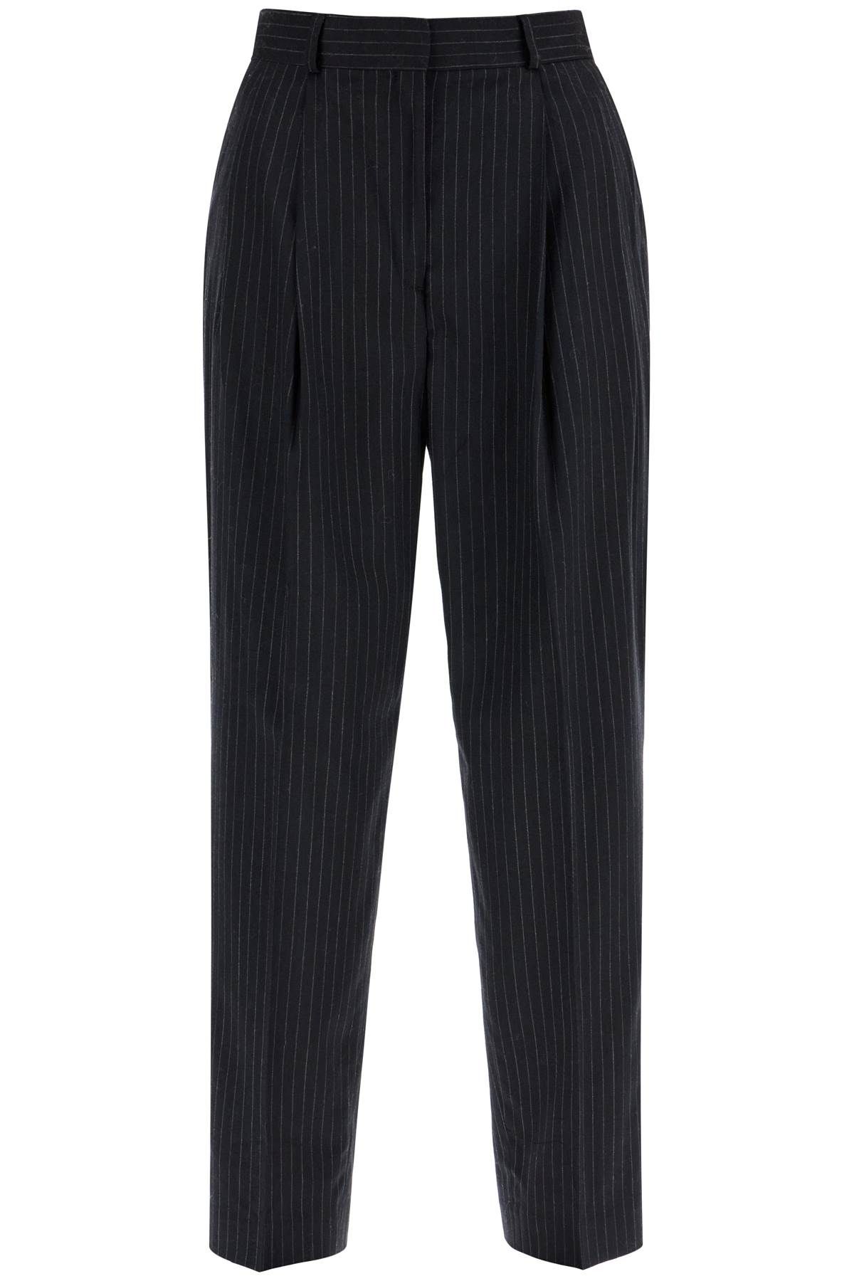 Totême Double Pleated Pinstripe Trousers In Blue