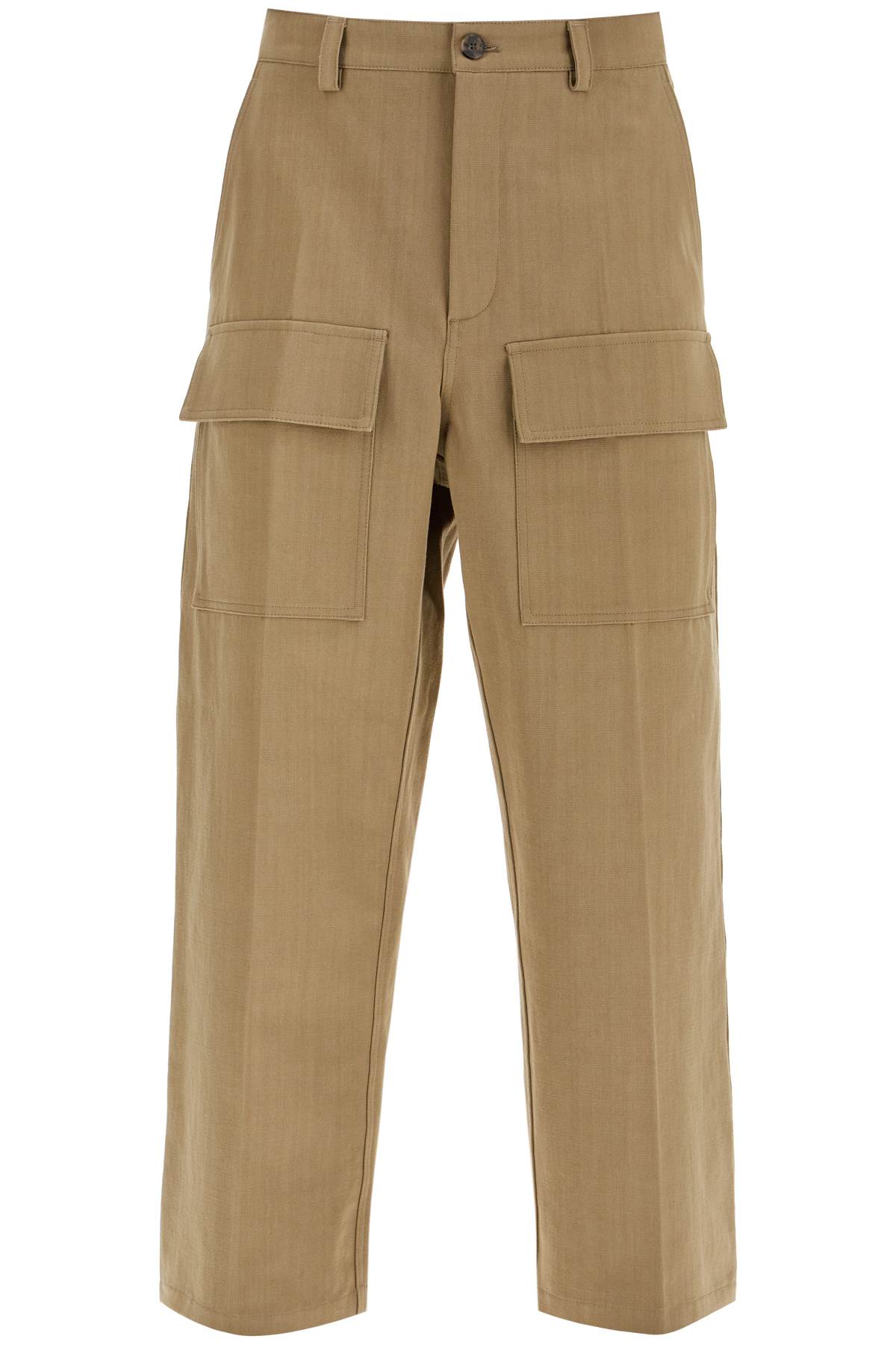 Shop Valentino Cargo Canvas Pants In Italian Style In Brown