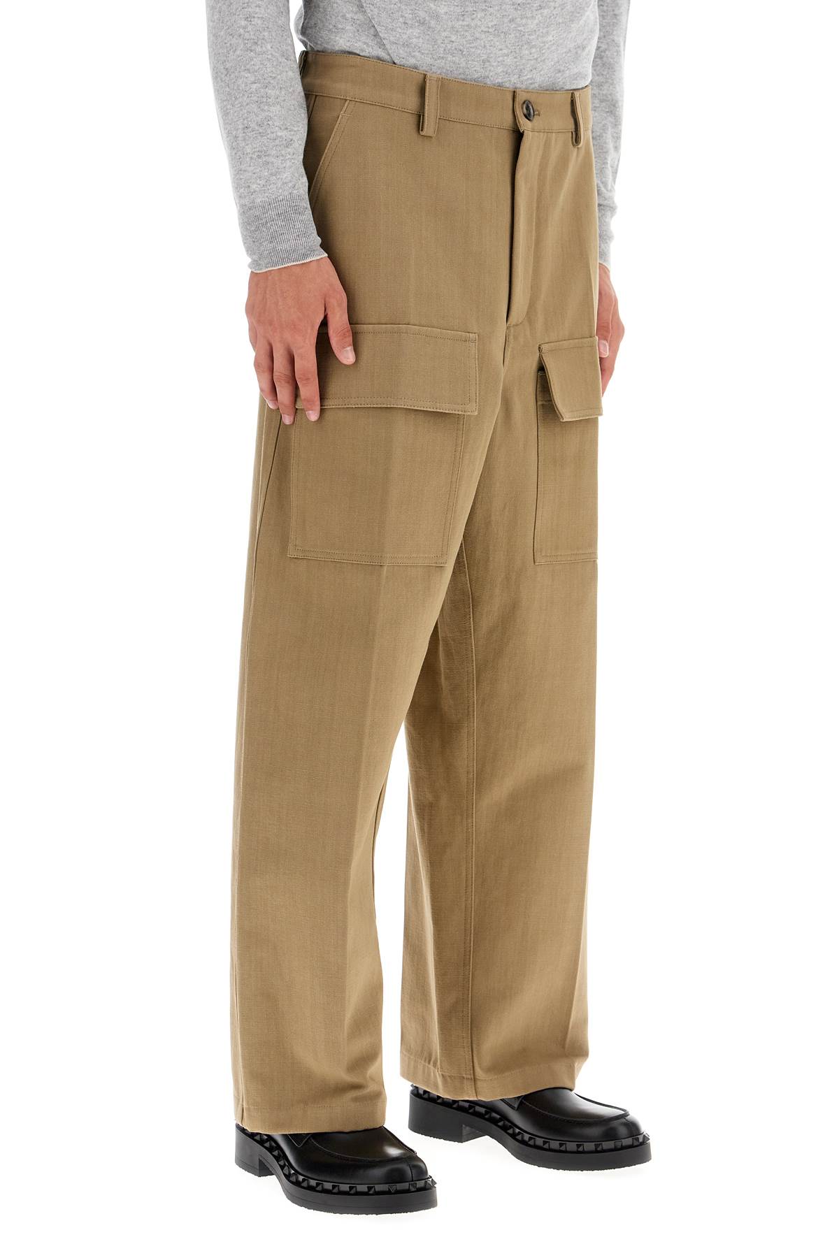 Shop Valentino Cargo Canvas Pants In Italian Style In Brown