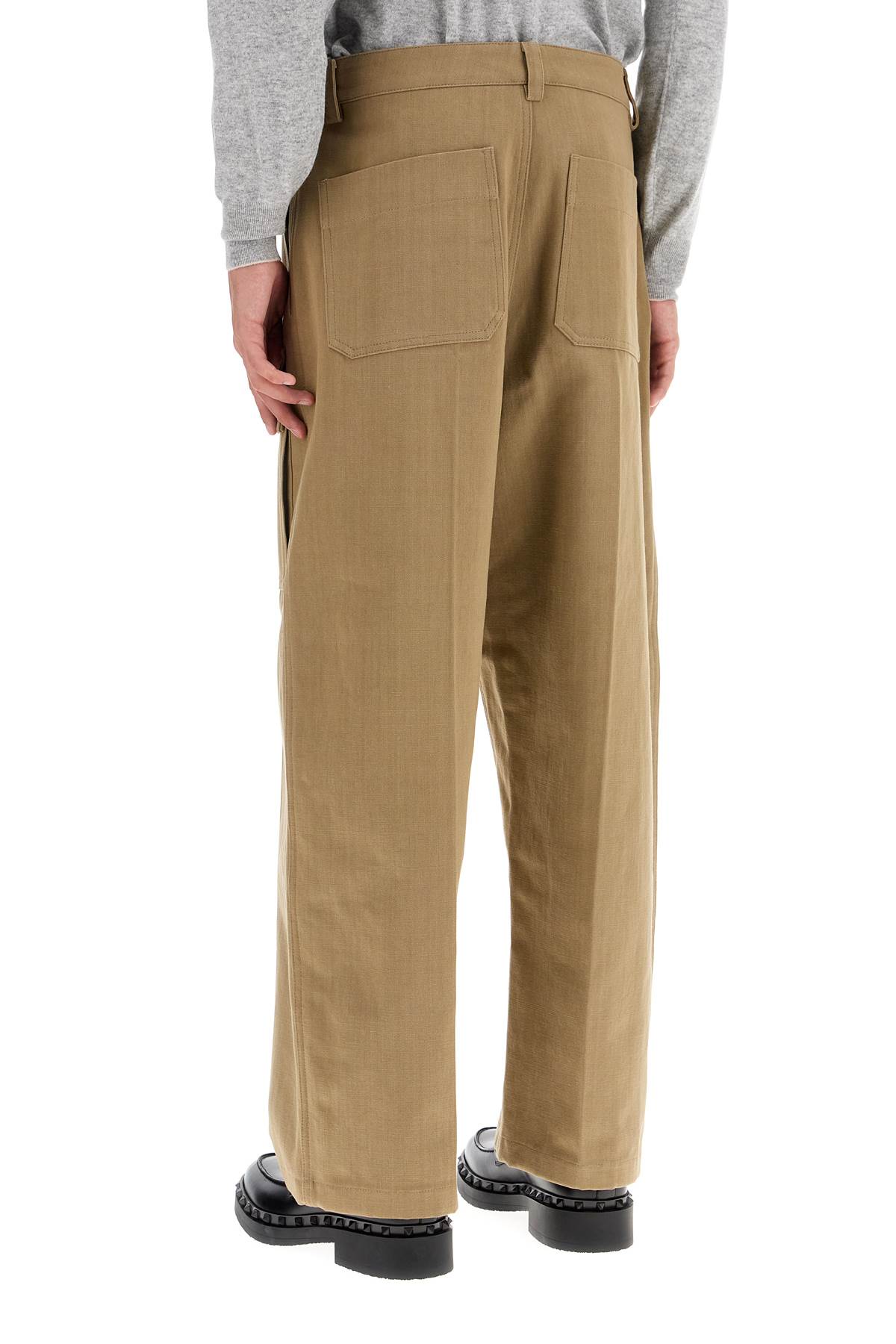 Shop Valentino Cargo Canvas Pants In Italian Style In Brown