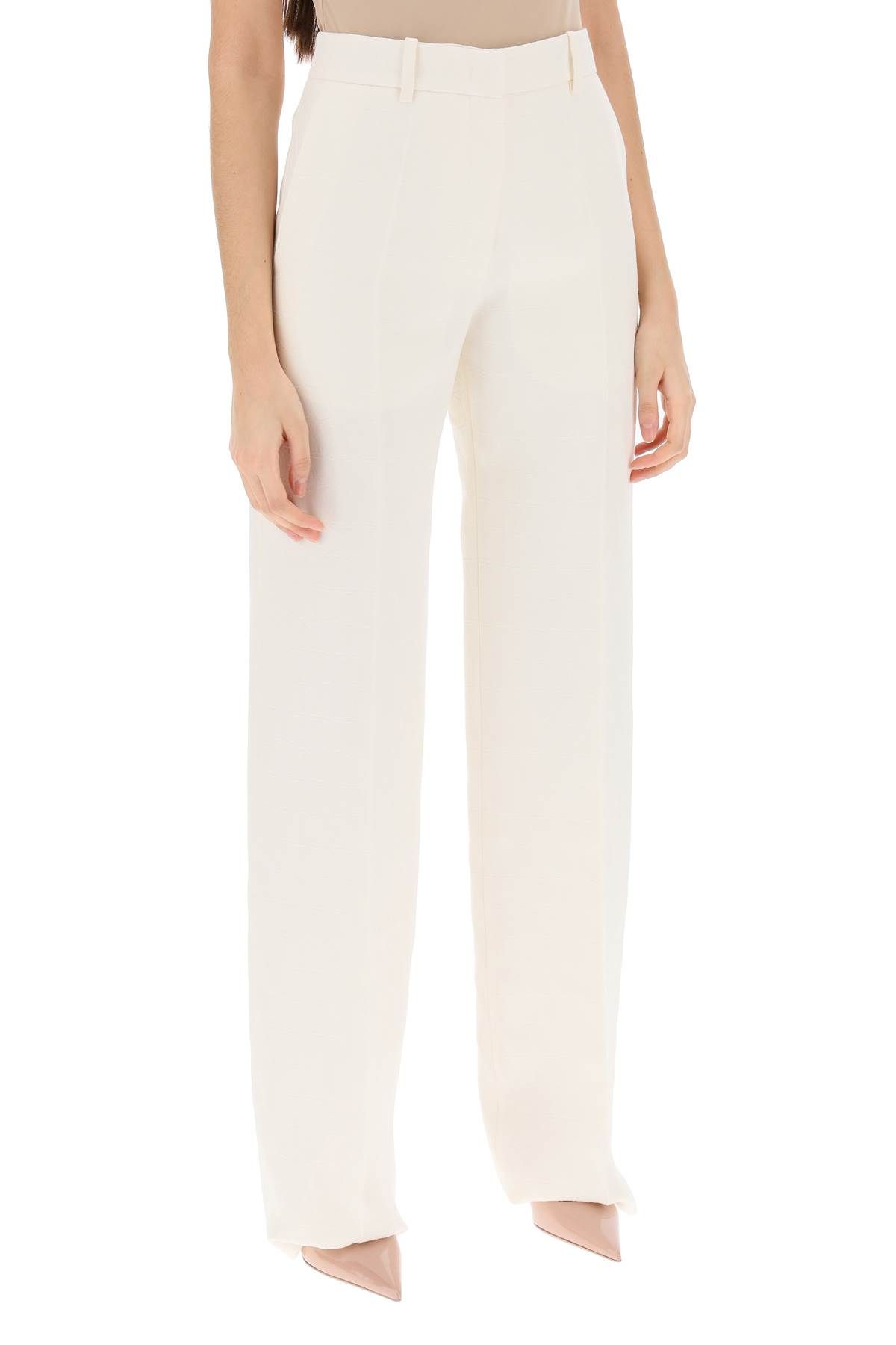 Shop Valentino Toile Iconographe Pants In Crepe Couture In White,neutro