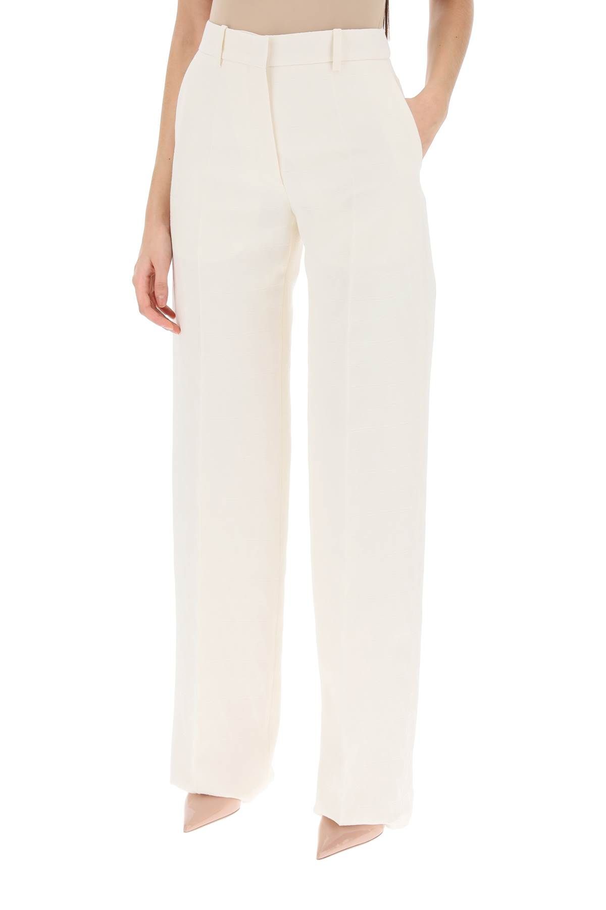 Shop Valentino Toile Iconographe Pants In Crepe Couture In White,neutro