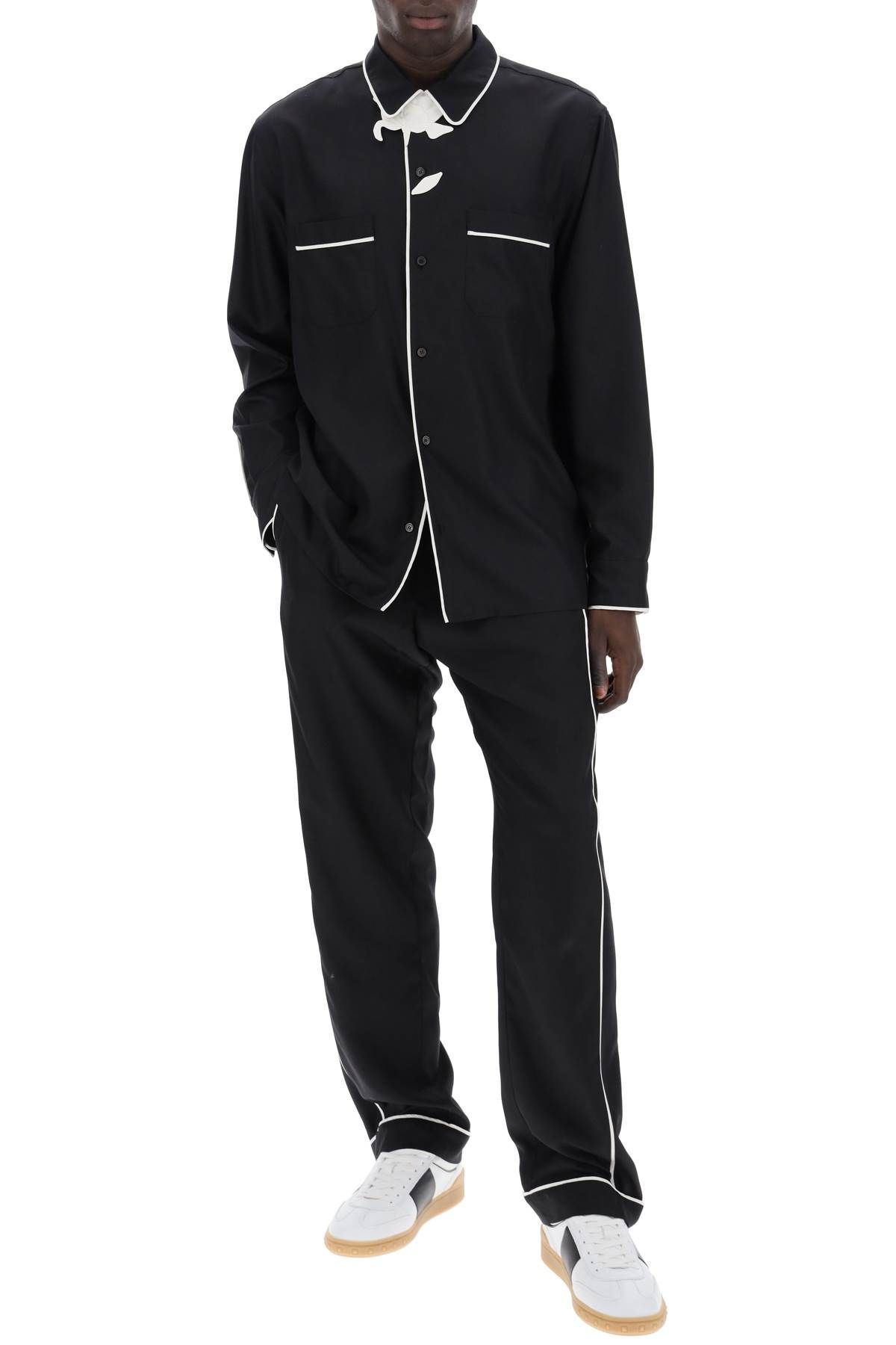 Shop Valentino Silk Poplin Trousers In Eight In Black