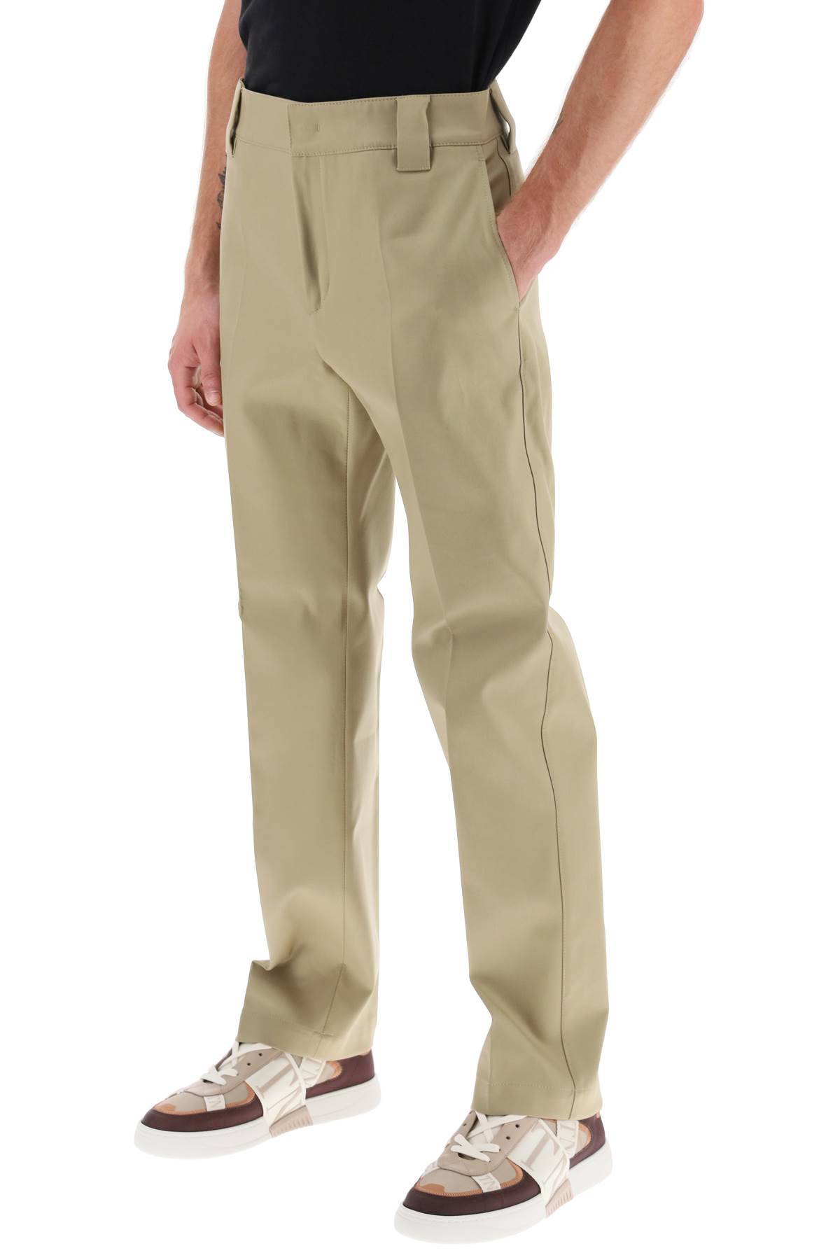 Shop Valentino Cotton Chino Pants In Brown