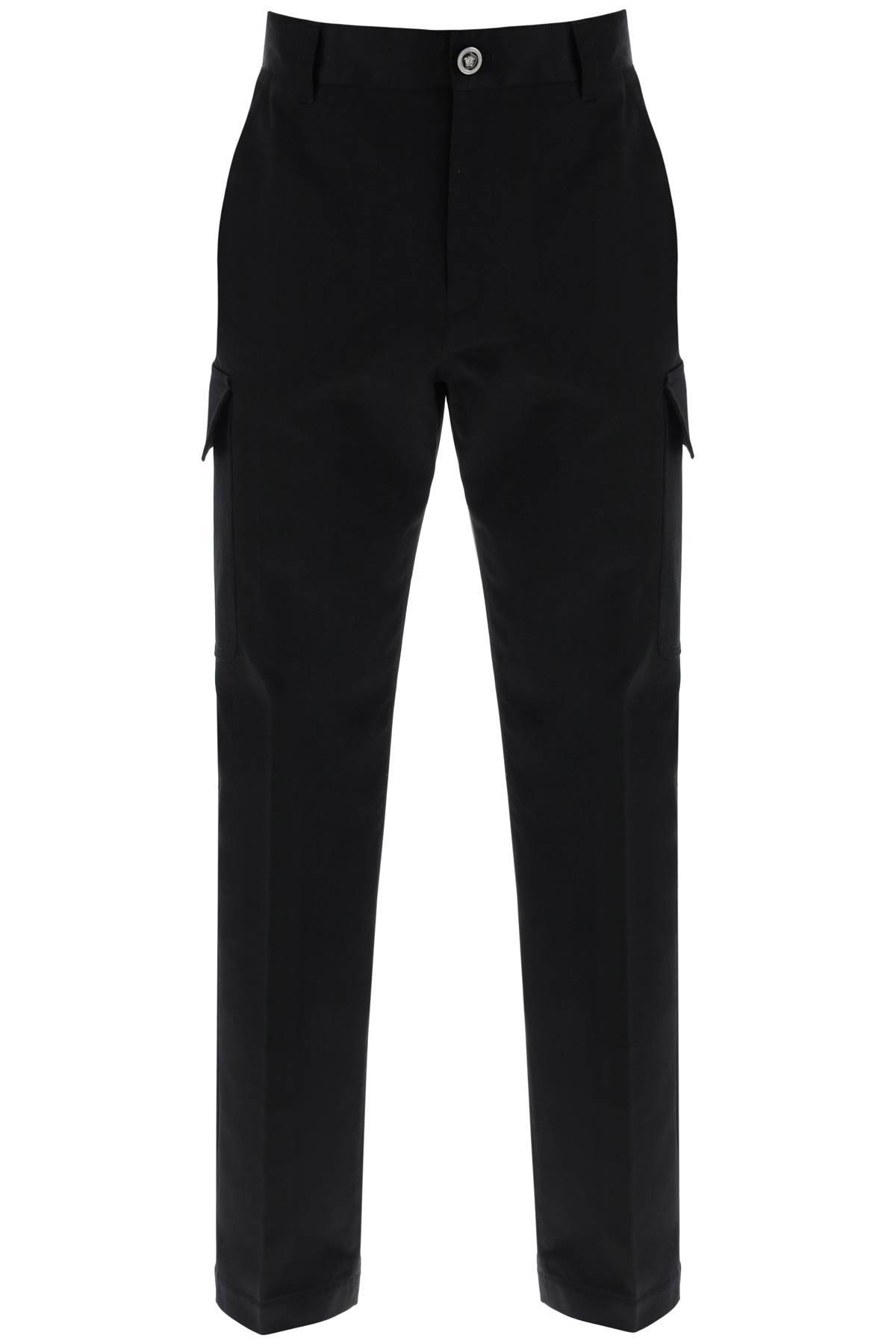 Shop Versace Cotton Gabardine Cargo Pants In In Black