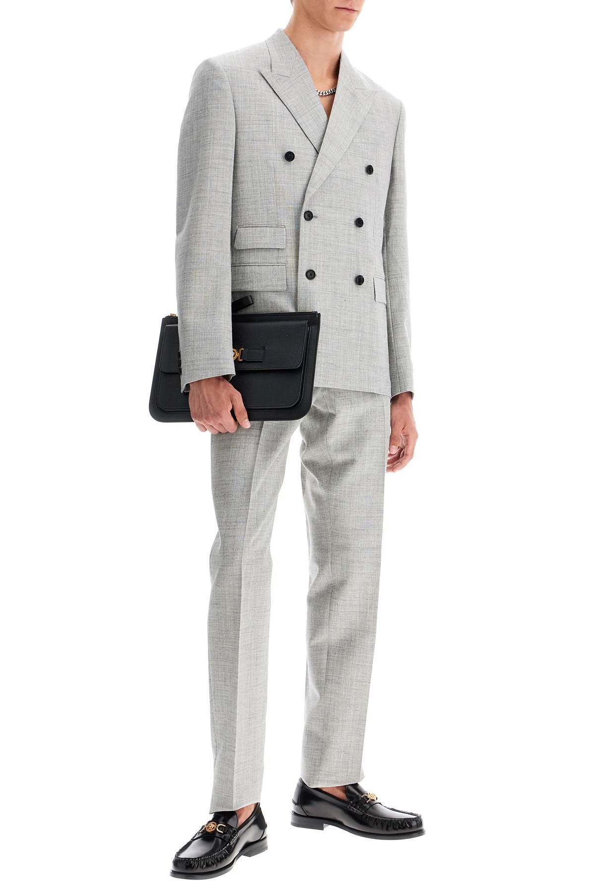 Shop Versace Tailoring Cigarette Pants In Grey