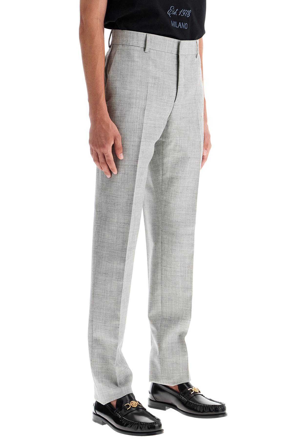 Shop Versace Tailoring Cigarette Pants In Grey