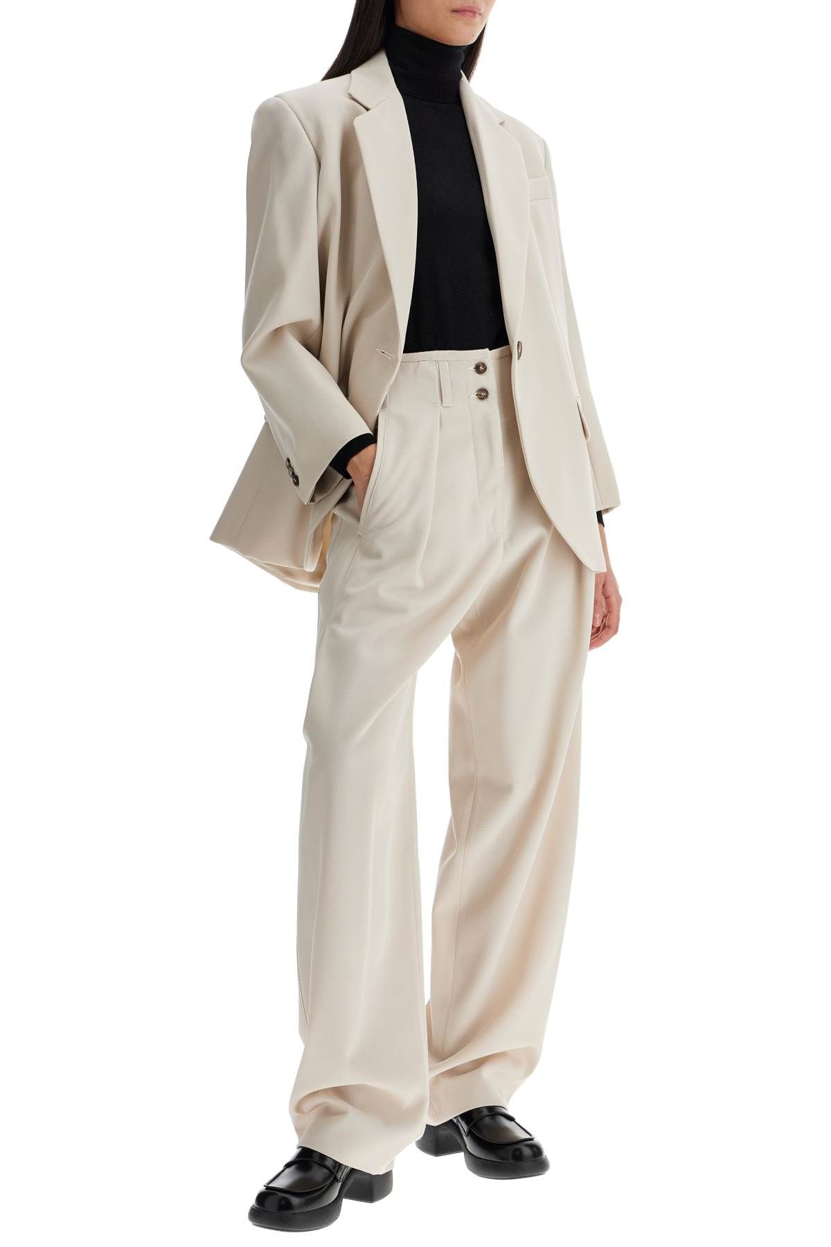 Shop Weekend Max Mara Wide Dingey Trous In Beige