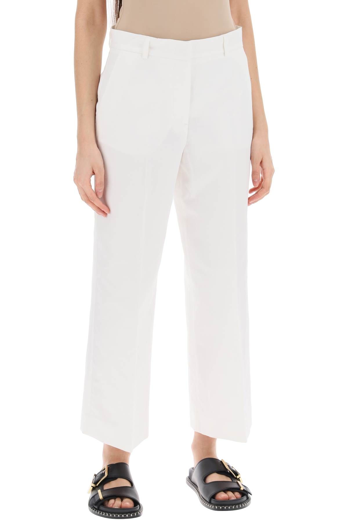 Shop Weekend Max Mara Trousers With Zirconia Embell In White