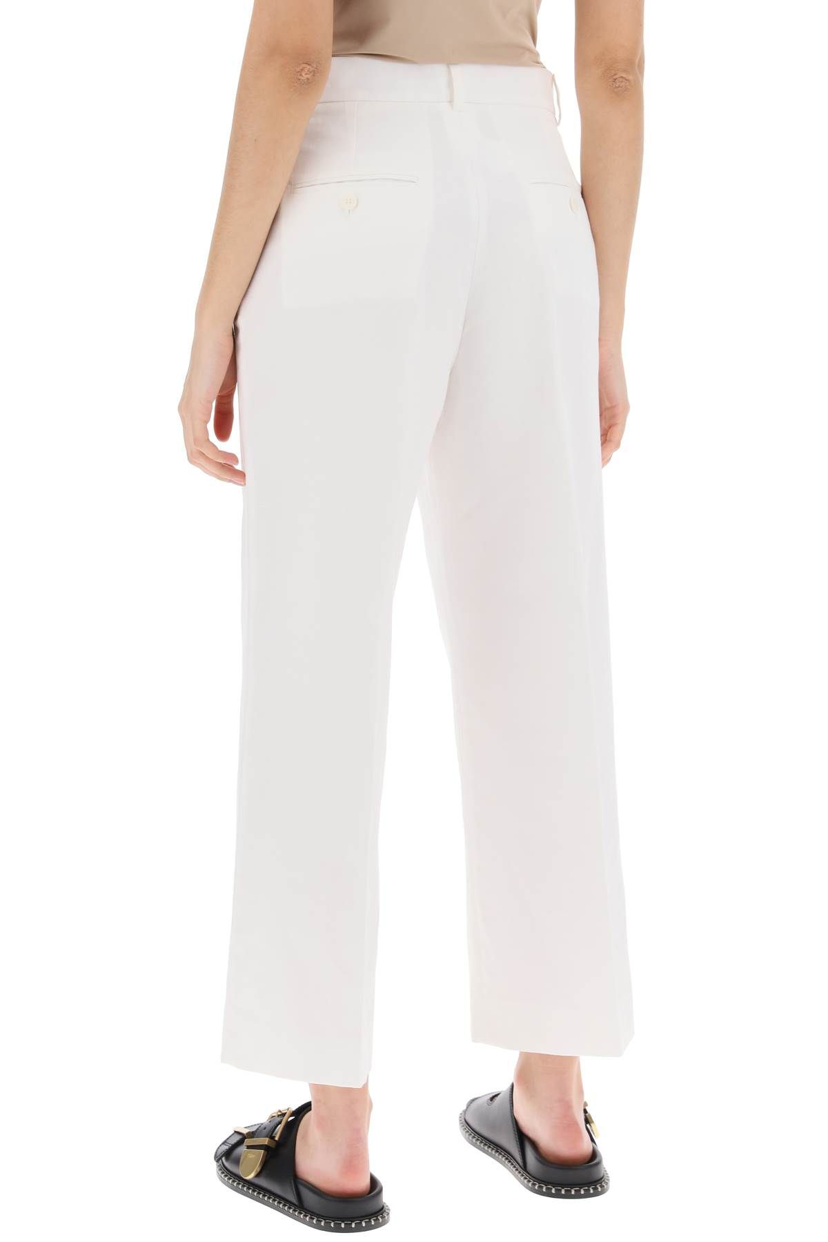 Shop Weekend Max Mara Trousers With Zirconia Embell In White