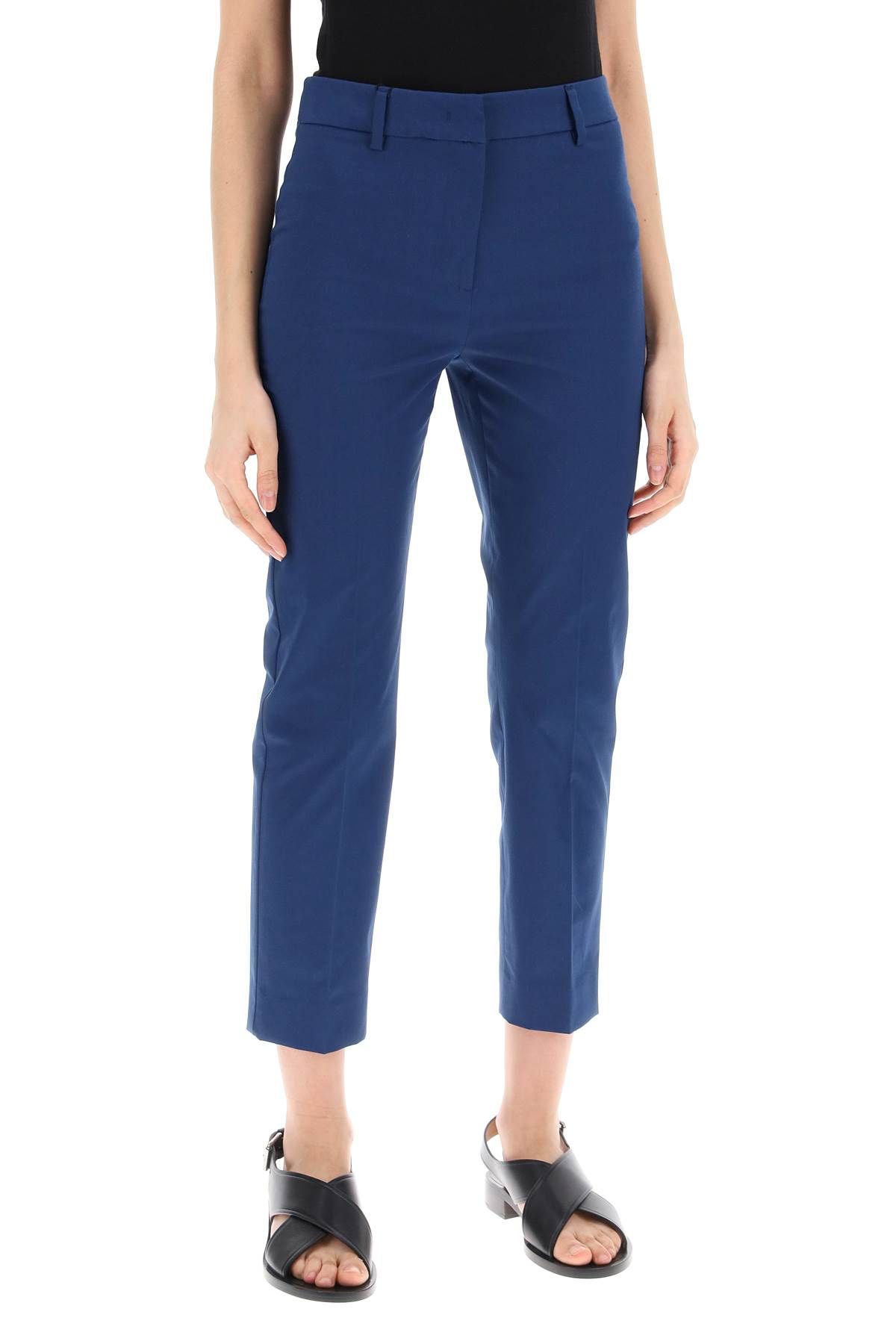 Shop Weekend Max Mara Cecco Cotton Stretch Cigarette Pants In 10 In Blue