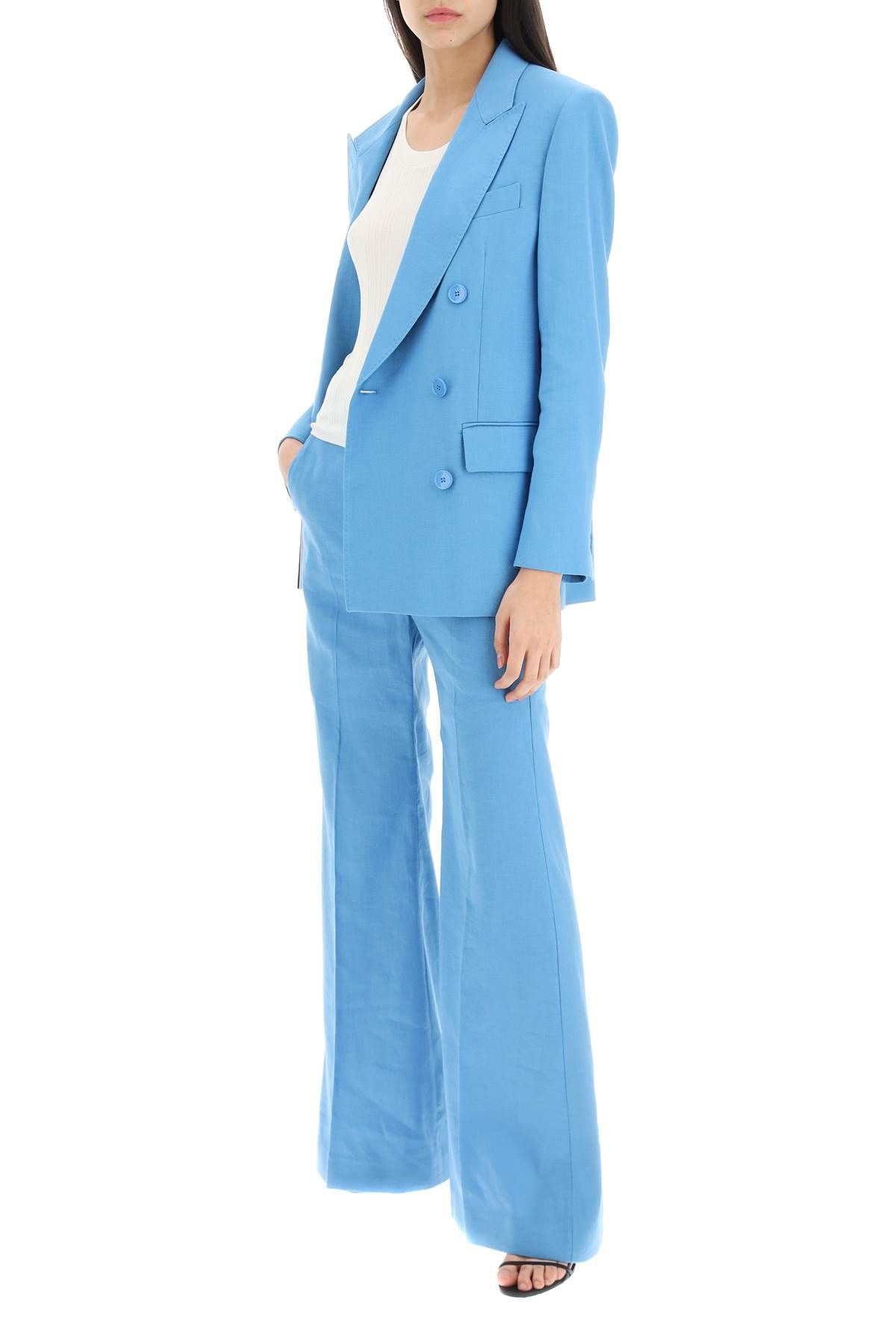 Shop Weekend Max Mara 'grazia' Pants In Linen Blend In Light Blue