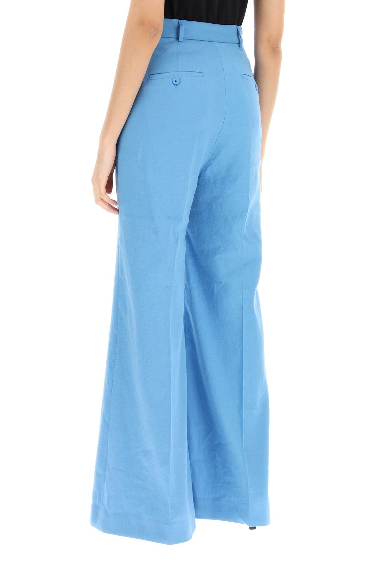 Shop Weekend Max Mara 'grazia' Pants In Linen Blend In Light Blue