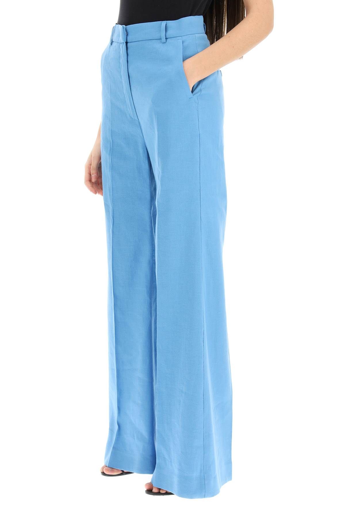 Shop Weekend Max Mara 'grazia' Pants In Linen Blend In Light Blue