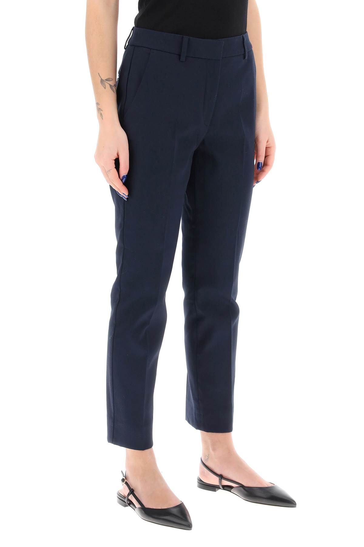 Shop Weekend Max Mara Stretch Cotton Cigarette Pants In Blue