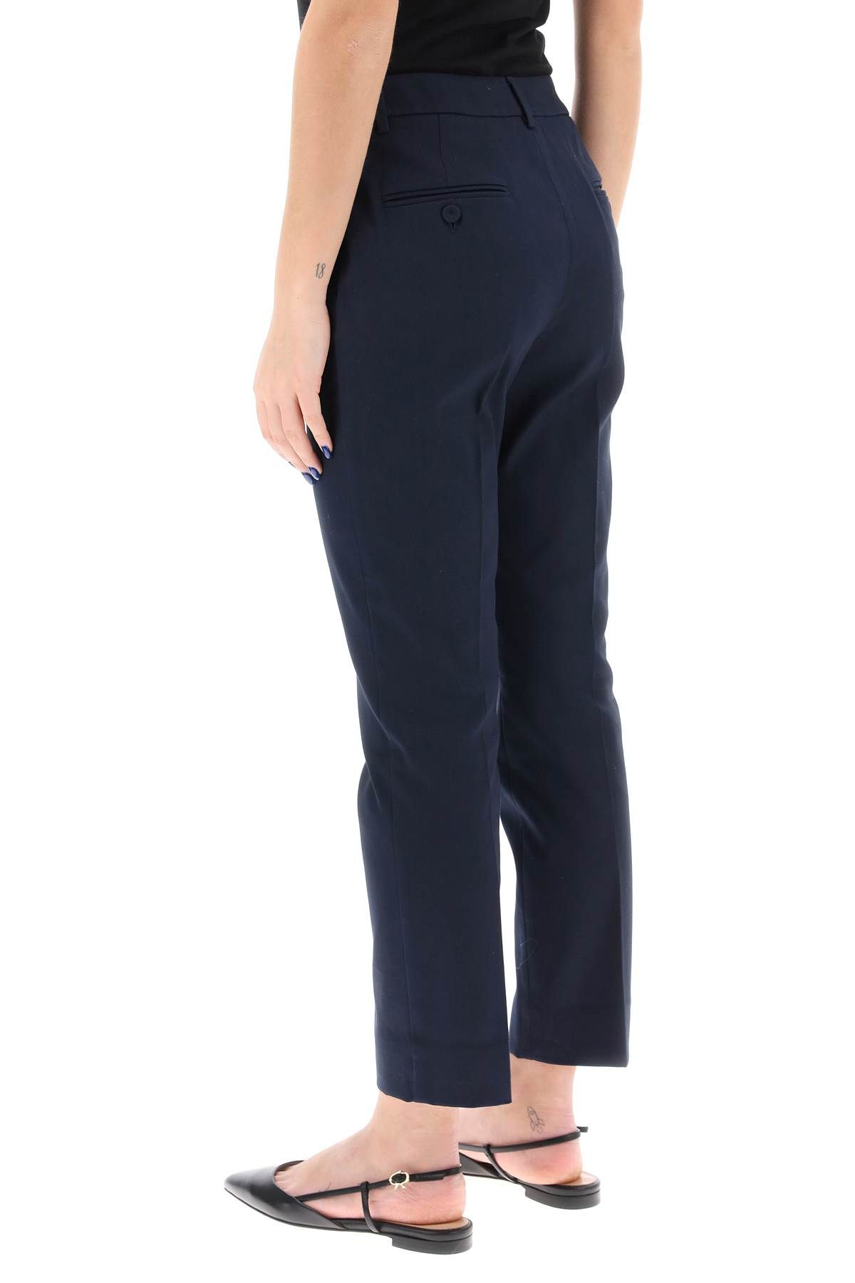 Shop Weekend Max Mara Stretch Cotton Cigarette Pants In Blue