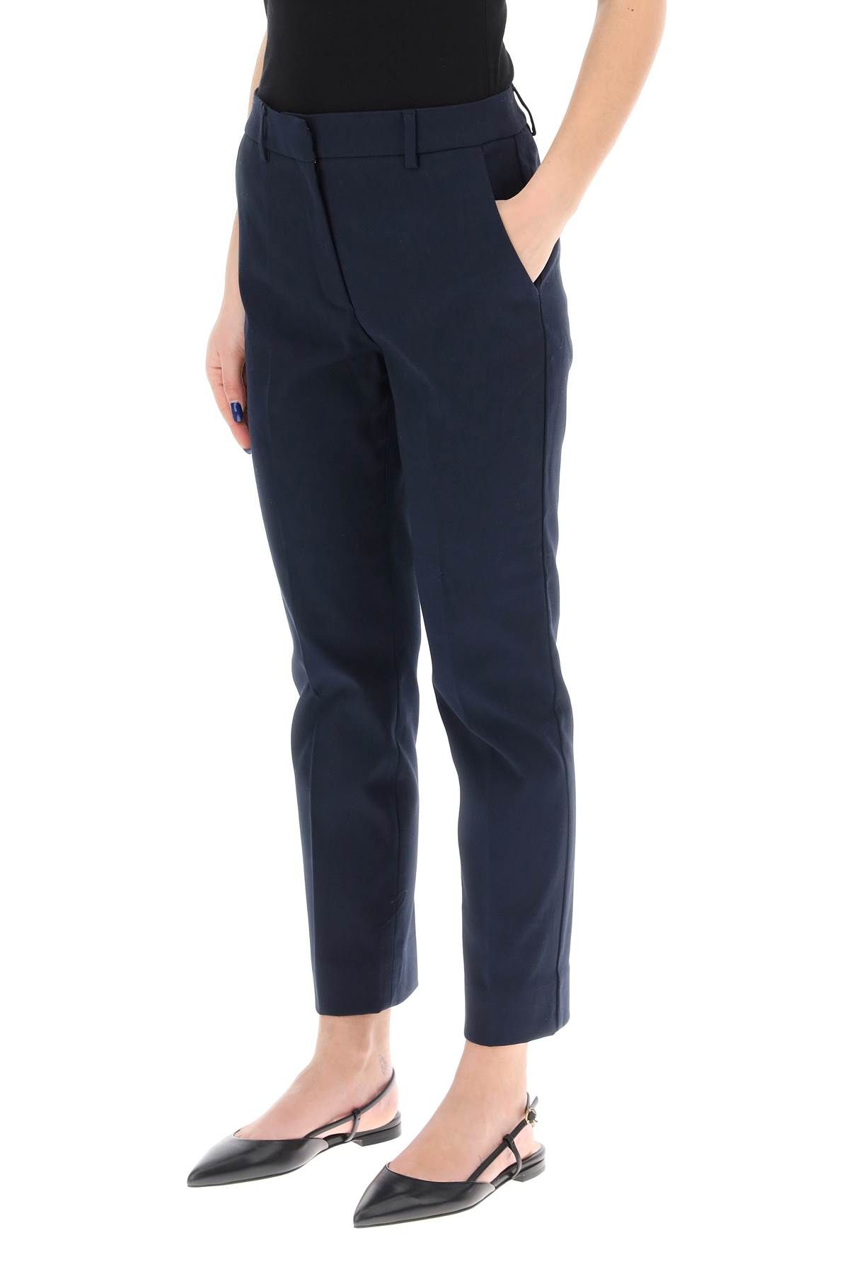 Shop Weekend Max Mara Stretch Cotton Cigarette Pants In Blue