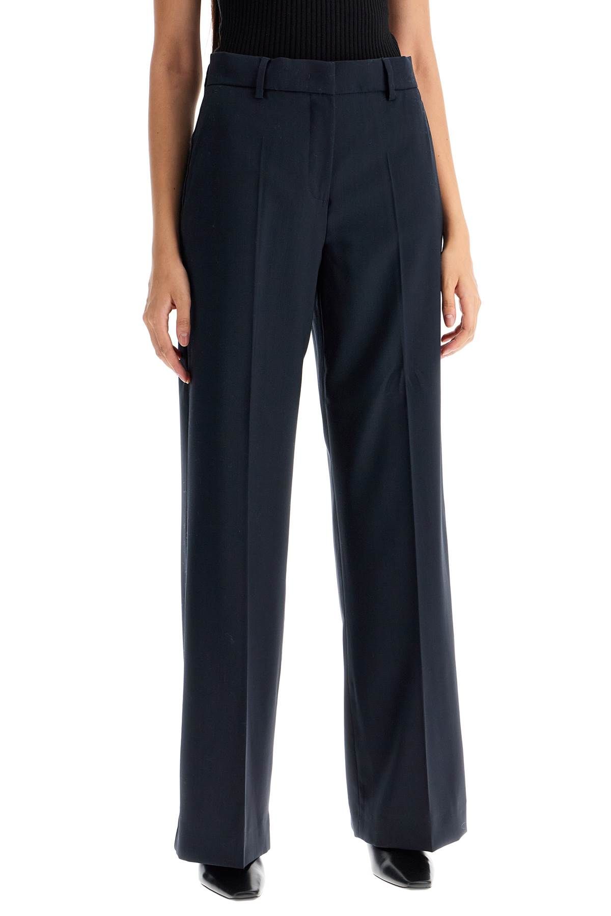 Shop Weekend Max Mara Wool Palazzo Trousers In Blue