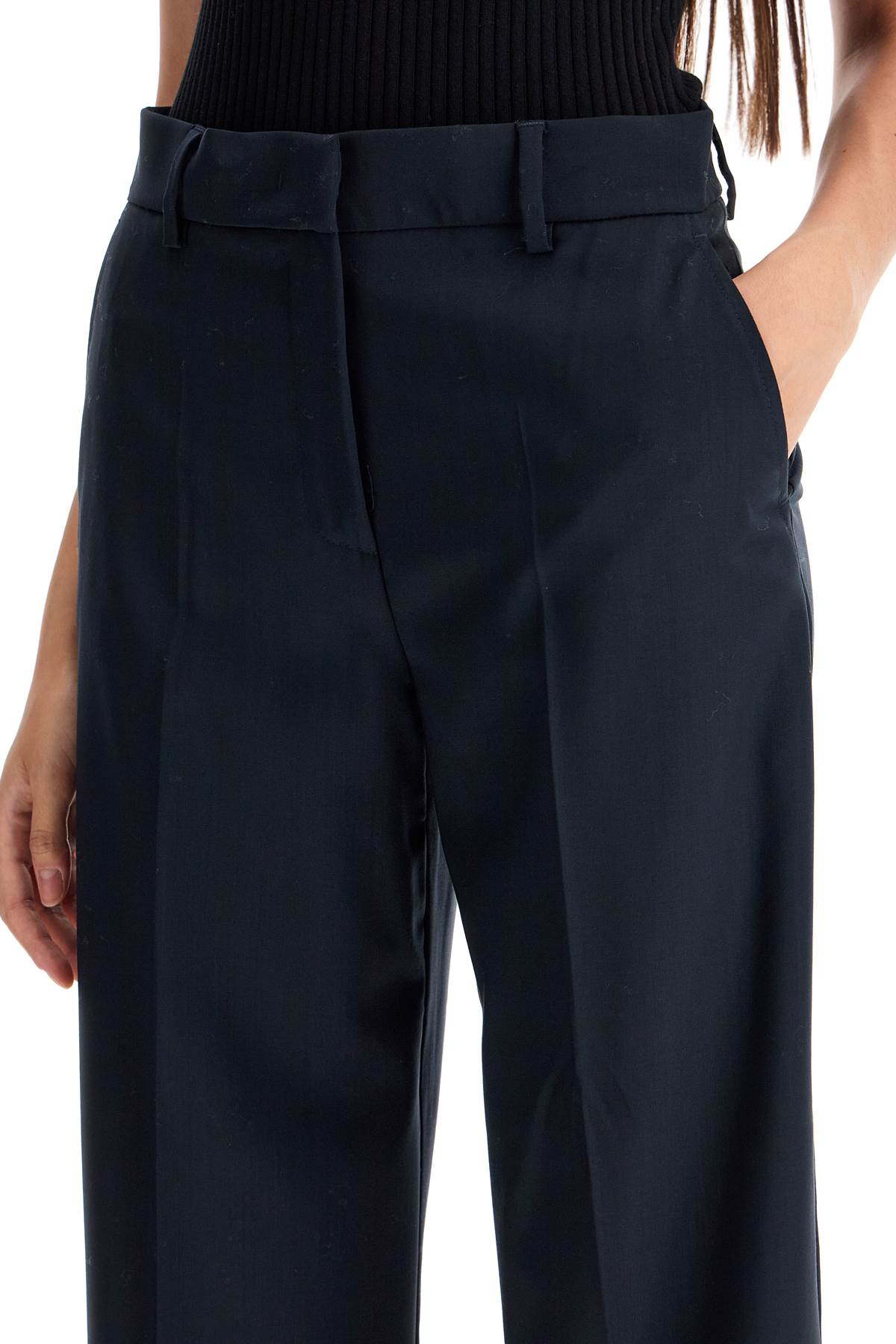 Shop Weekend Max Mara Wool Palazzo Trousers In Blue