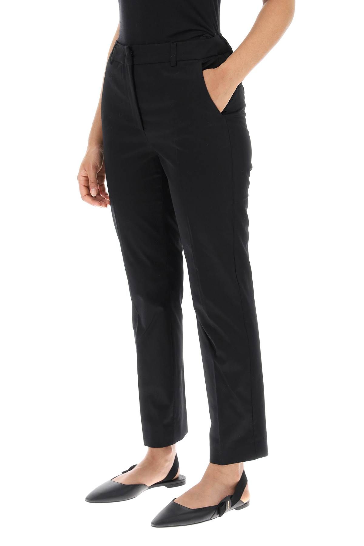 Shop Weekend Max Mara 'lato' Pants In Stretch Cotton In Black