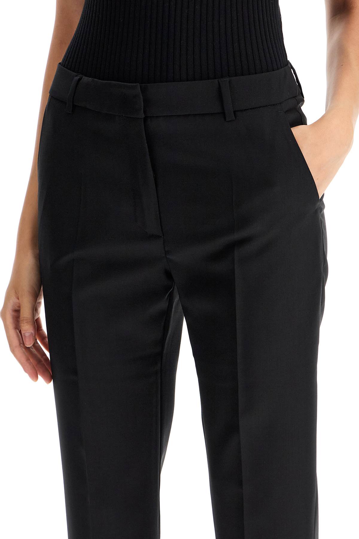 Shop Weekend Max Mara Wool Cigarette Pants In Black