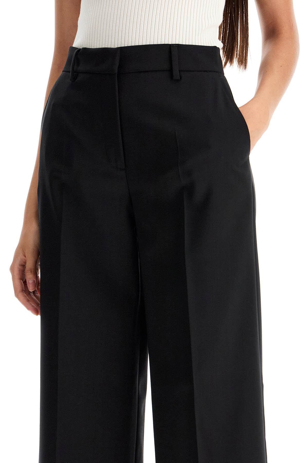 Shop Weekend Max Mara Wool Palazzo Trousers In Black