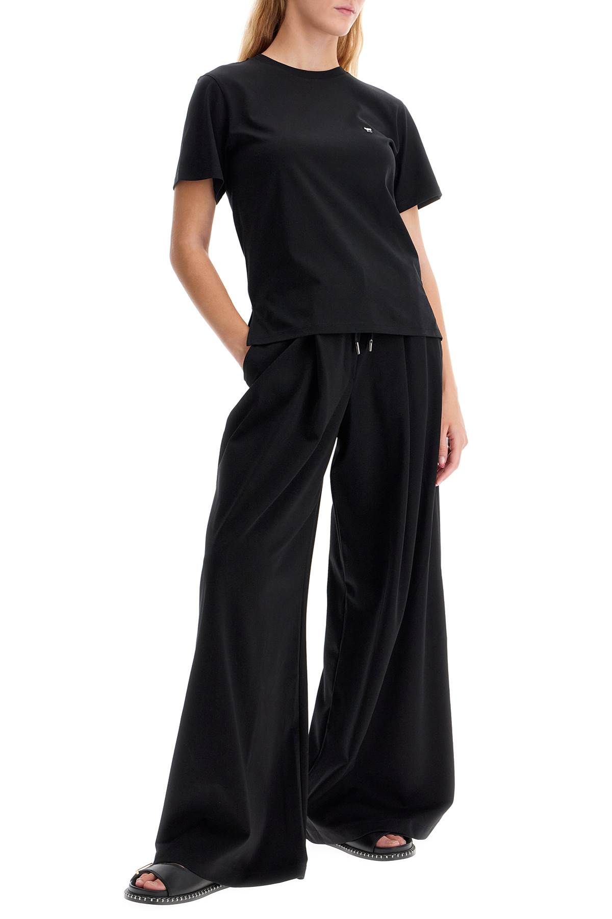 Shop Weekend Max Mara Wide Jersey Pants For Comfortable Fit In Black