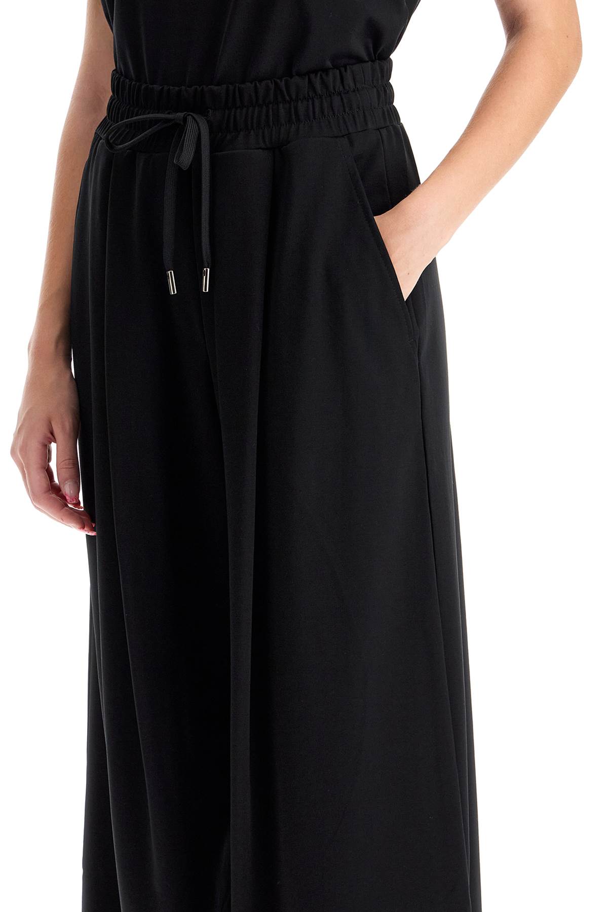 Shop Weekend Max Mara Wide Jersey Pants For Comfortable Fit In Black