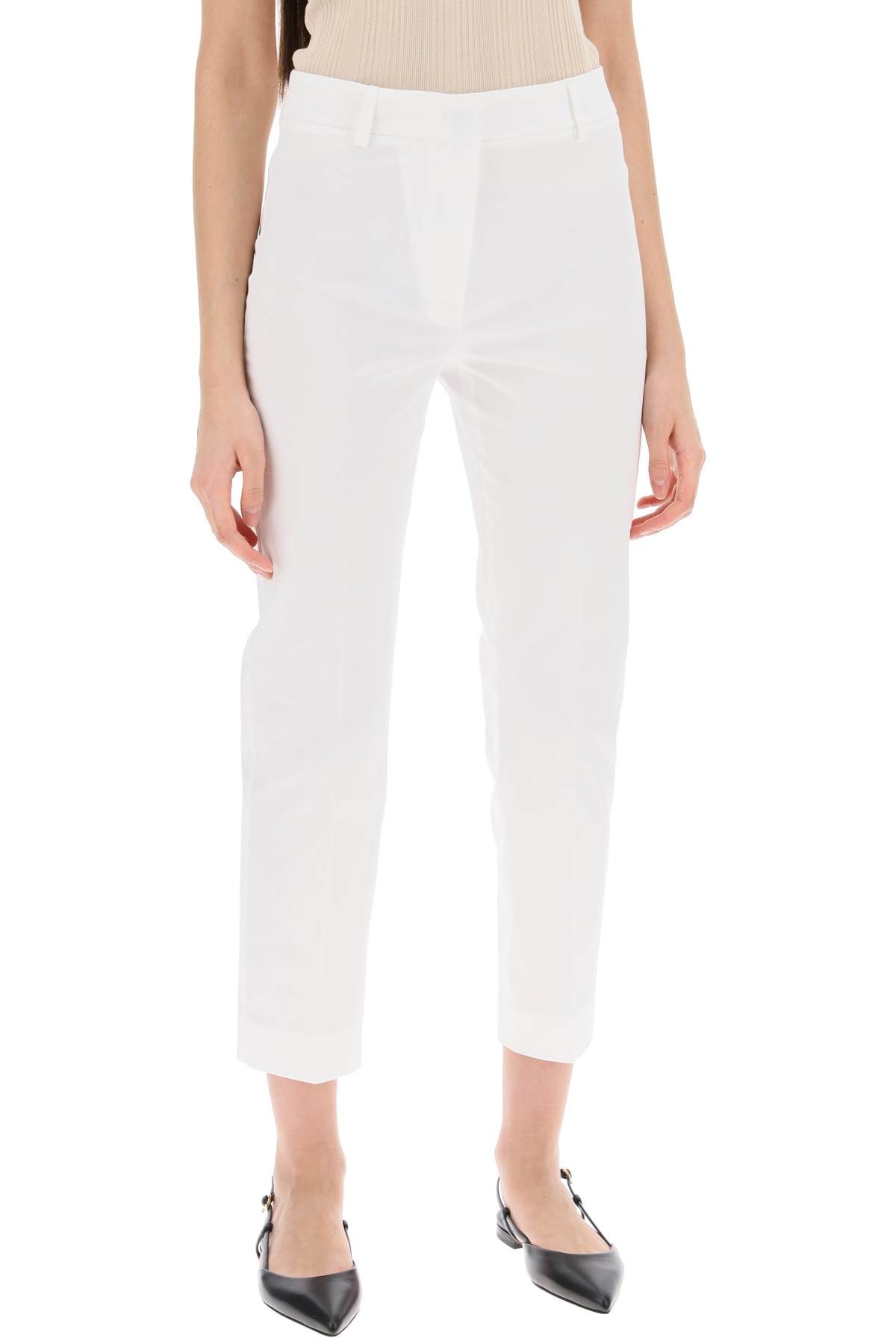 Shop Weekend Max Mara 'cecil' Stretch Cotton Cigarette Pants In White