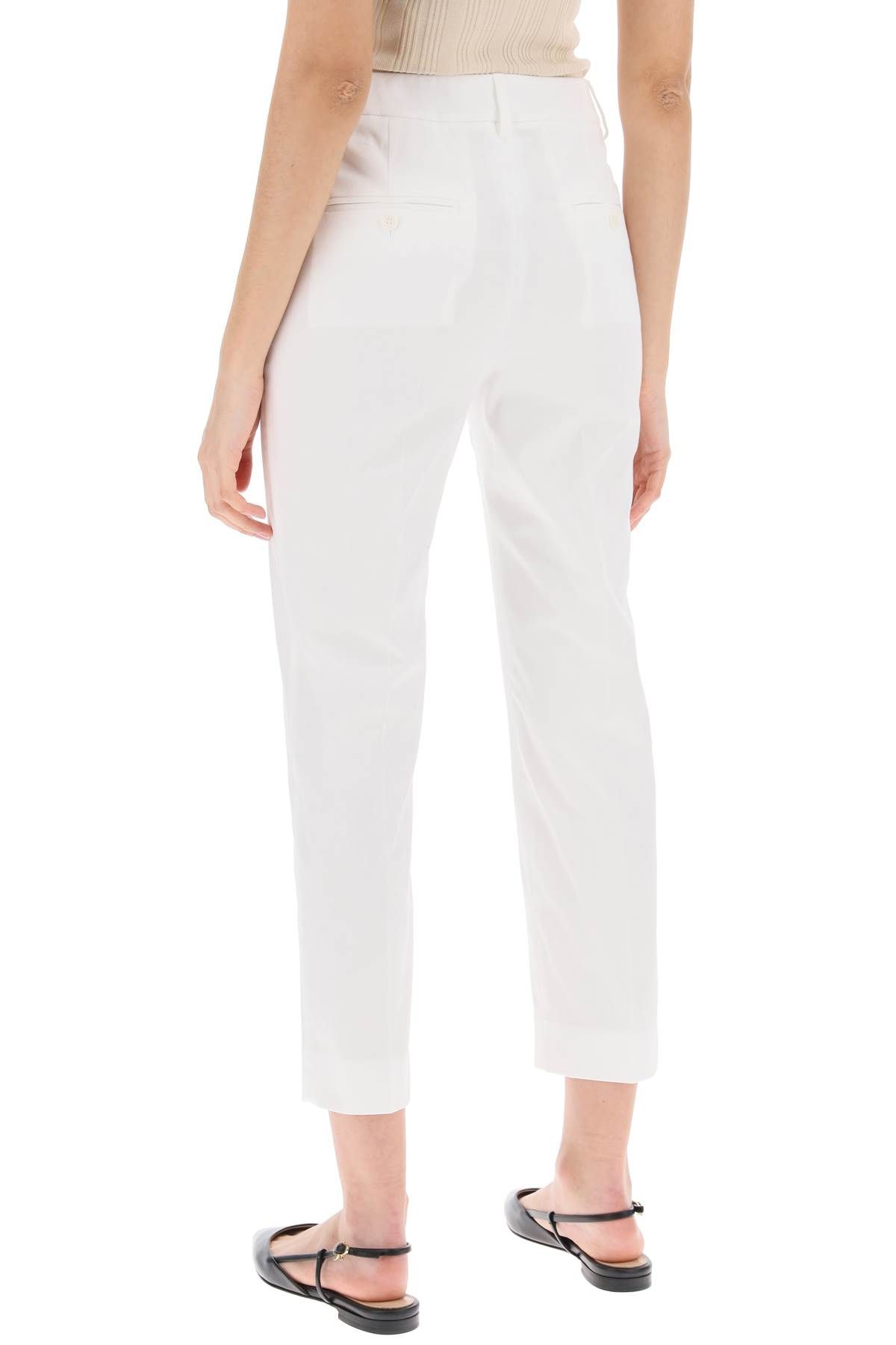 Shop Weekend Max Mara 'cecil' Stretch Cotton Cigarette Pants In White