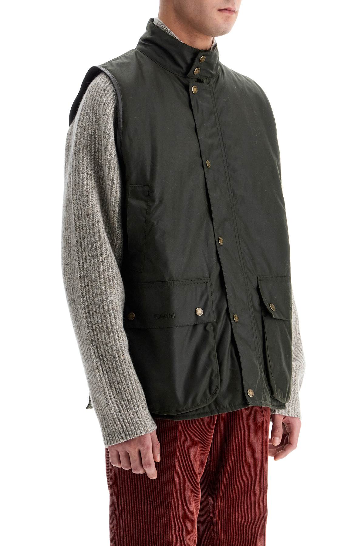 Shop Barbour X Baracuta Waxed Cotton Vest In Green