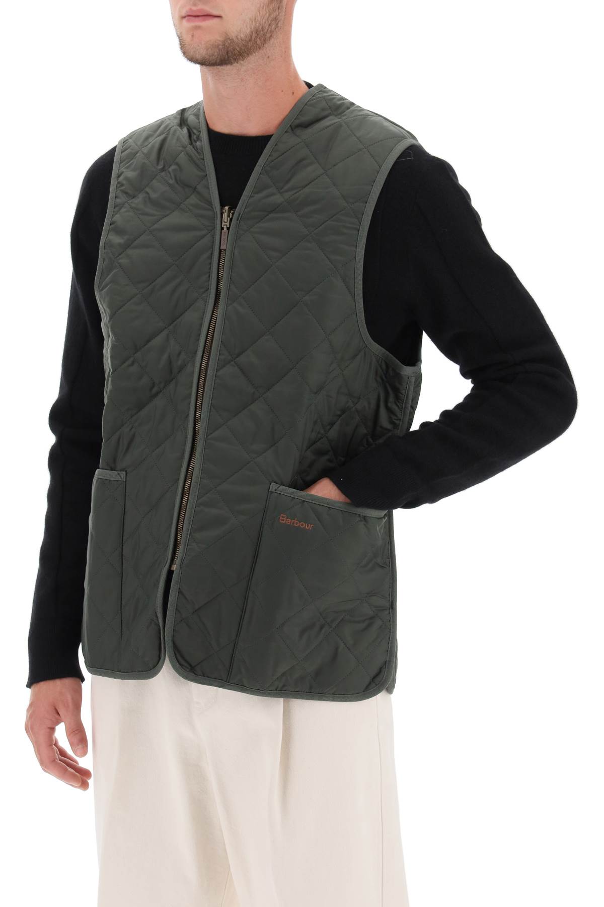 Shop Barbour Quilted Vest In Green