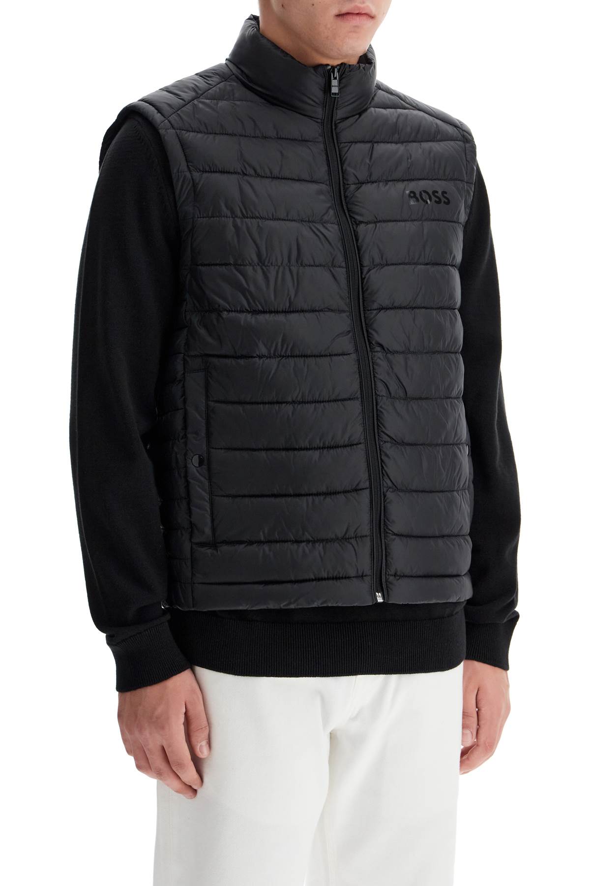 Shop Hugo Boss Foldable Padded Vest In Black