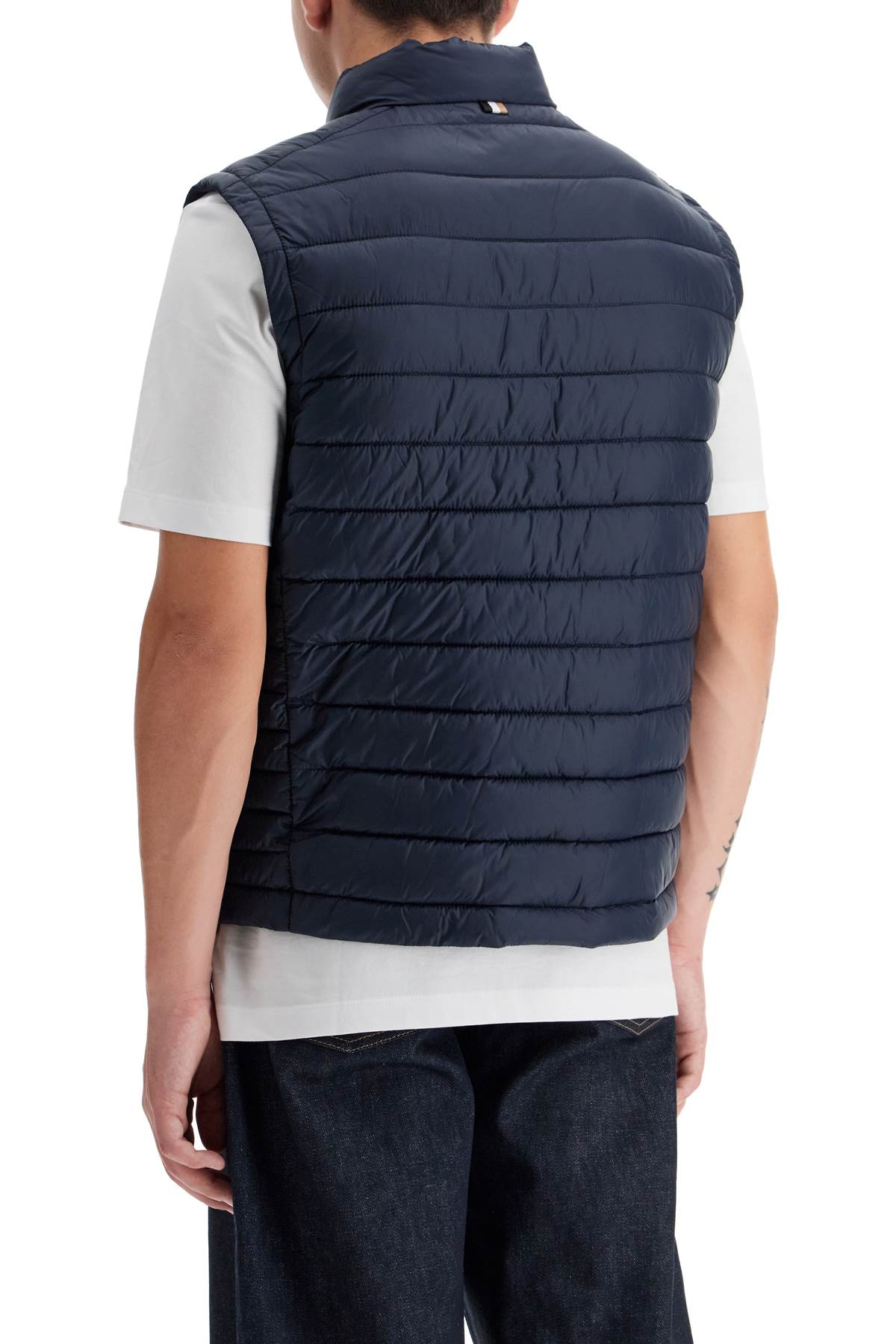 Shop Hugo Boss Foldable Padded Vest In Blue