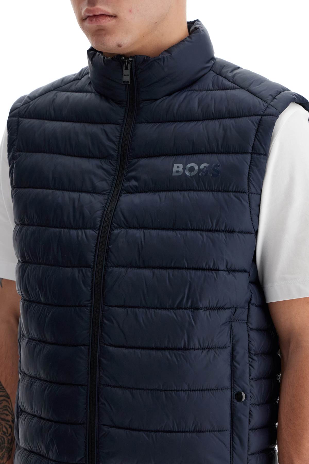 Shop Hugo Boss Foldable Padded Vest In Blue