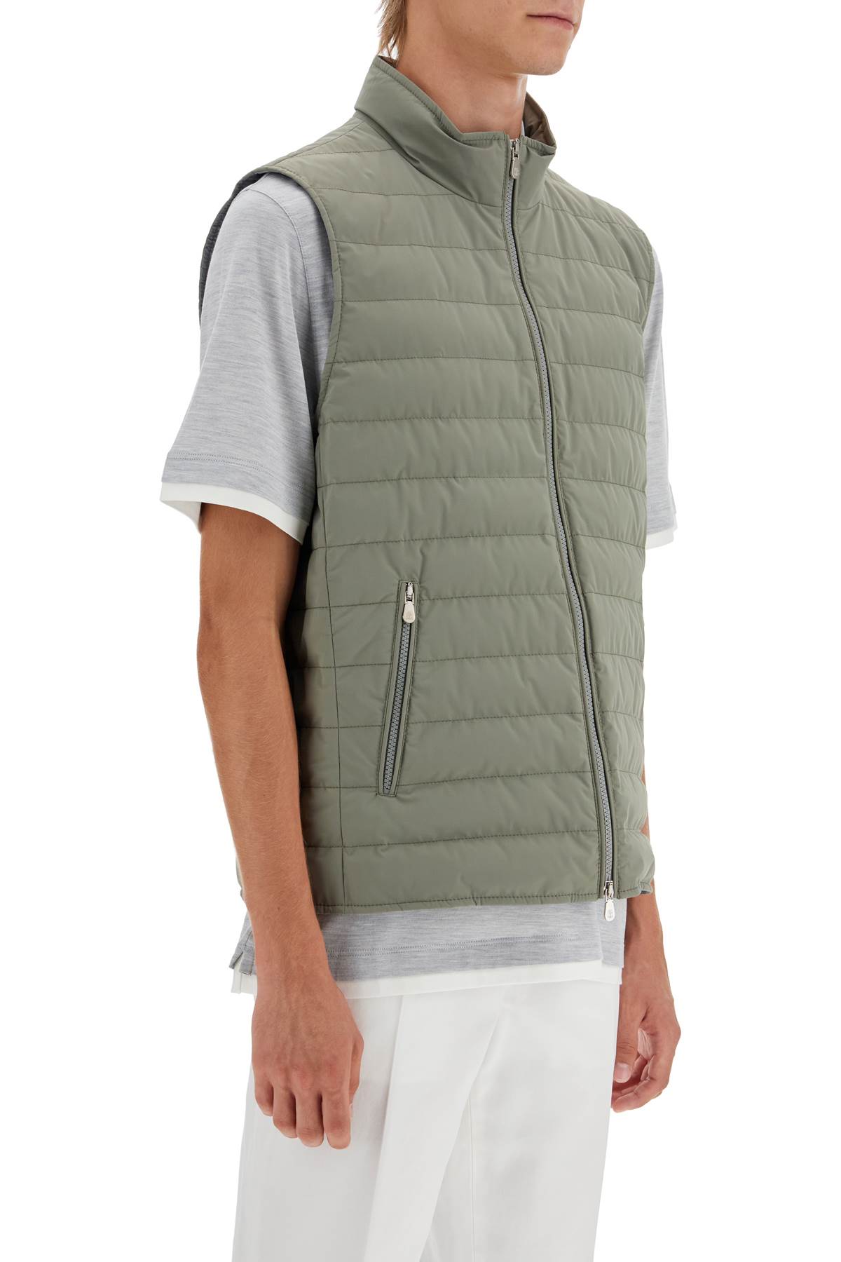 Shop Brunello Cucinelli Lightweight Sleeveless P In Khaki