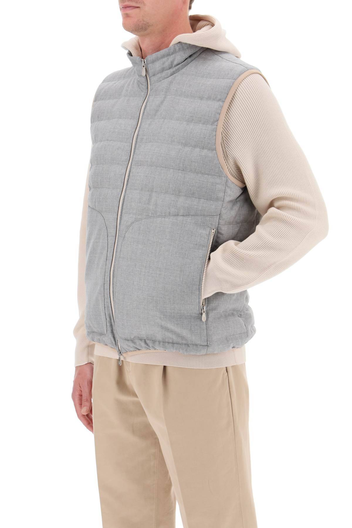 Shop Brunello Cucinelli Wool Down Vest In Grey