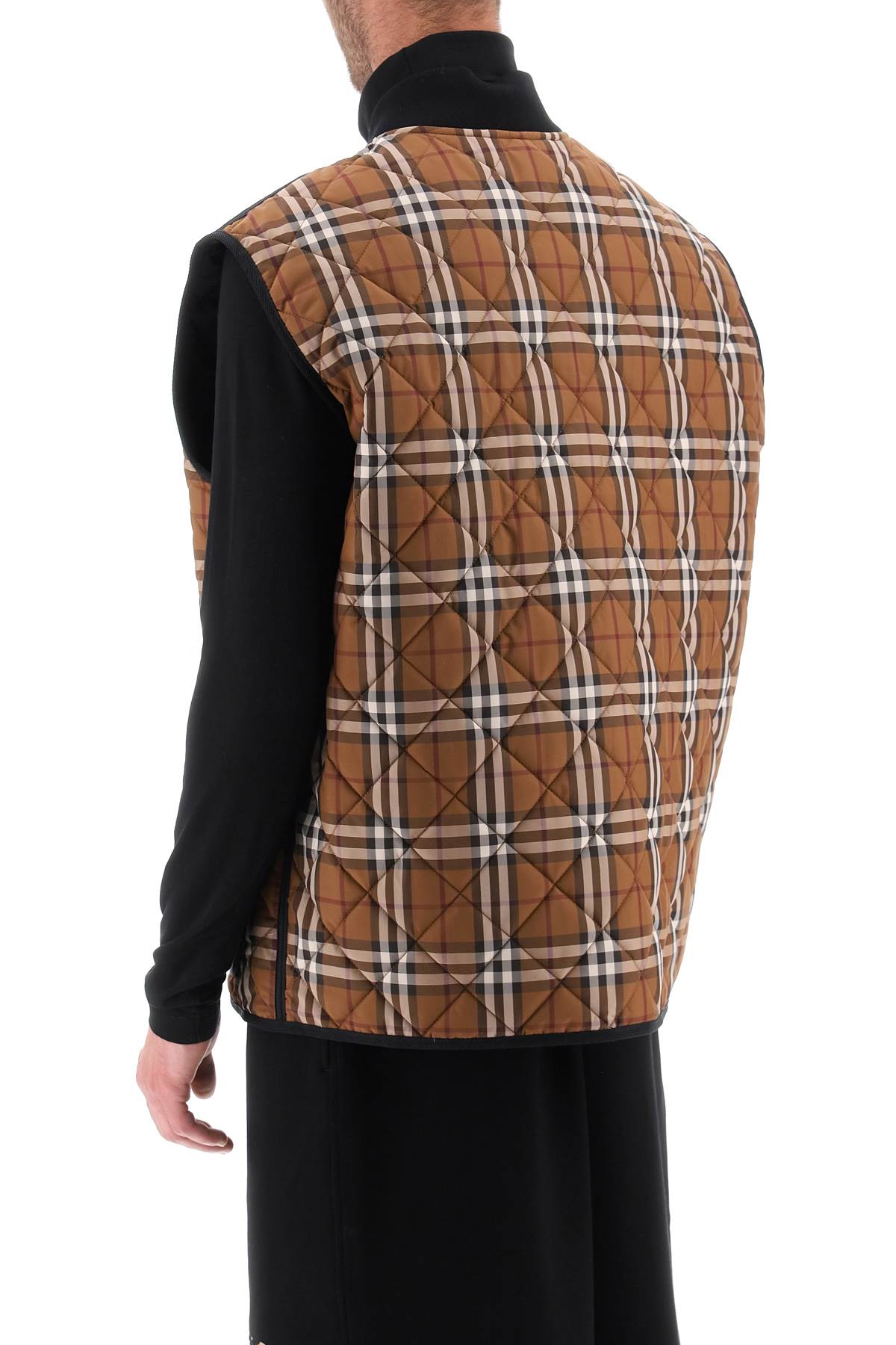 Shop Burberry Weaveron Quilted Vest In Brown,black