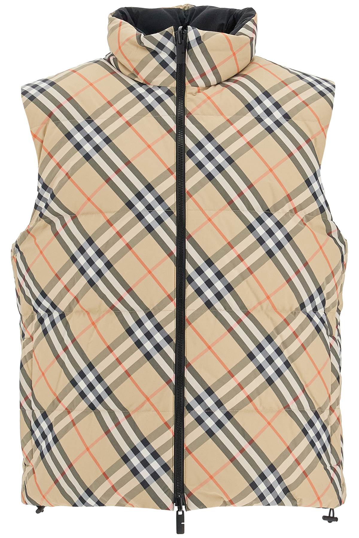 Shop Burberry Ered  Reversible Checkered Nylon Sleeveless In Beige